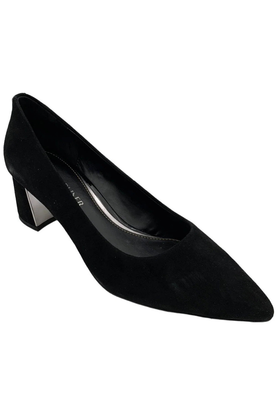 Donald Pliner Women's Suzette Kid Suede Pointed Toe Pump Black - Medium